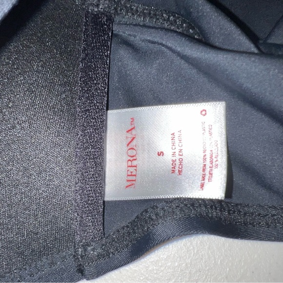 Merona Women's Black Mesh Lace Tankini Side Bone Ruche with Padding Size Small - Picture 3 of 9